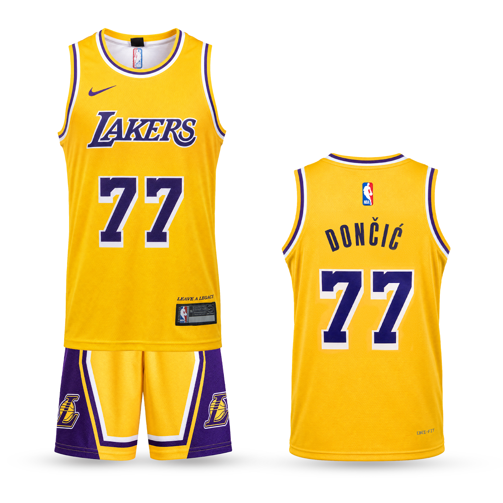 LA Lakers Dziecięcy Komplet Koszykarski, Doncić. 26/27, Żółty