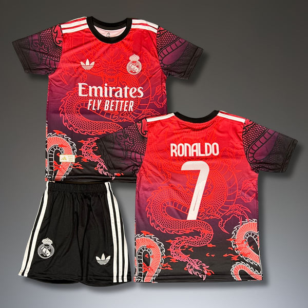 Zestaw dziecięcy Real Madrid, czerwony, Ronaldo. Dragon Edition 2025