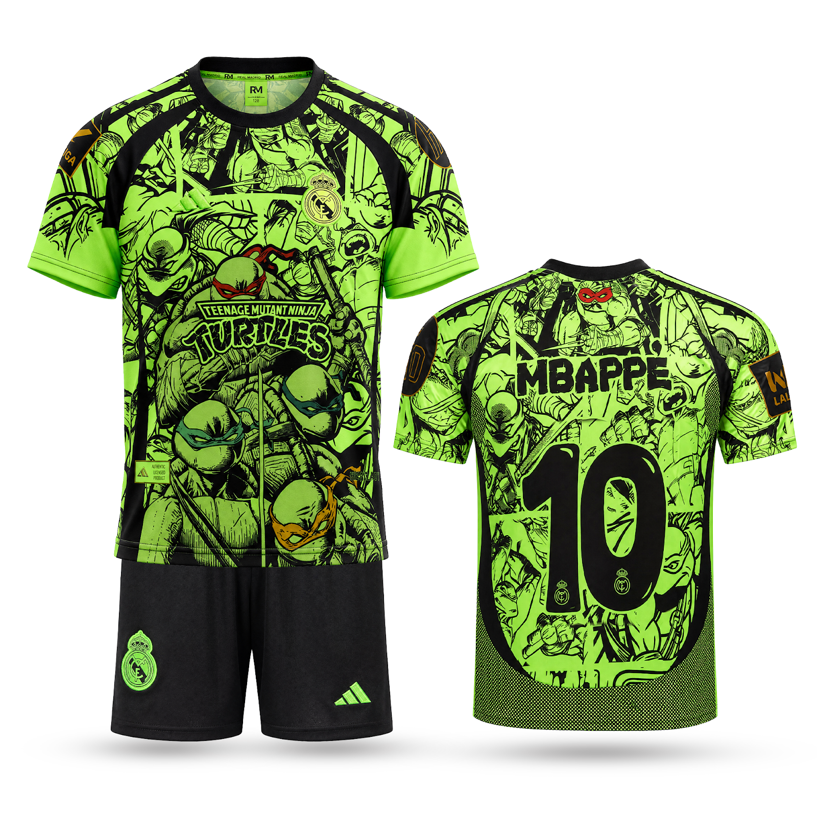 Zestaw dziecięcy fluorescencyjny Real Madrid, Mbappe. Neonowe żółwie Ninja Turtles edycja 2025