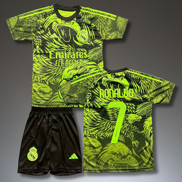 Zestaw fluorescencyjny dziecięcy Real Madryt, Ronaldo. Edycja neonowo zielona z orłem