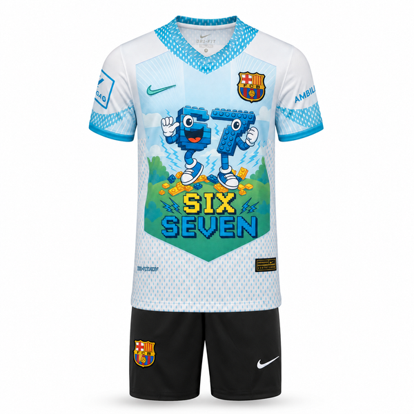 Barcelona Dziecięcy Komplet Piłkarski, Yamal. Six Seven Edition, Jasnoniebieski