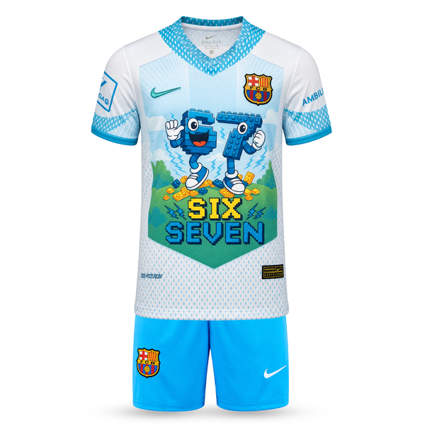Barcelona Dziecięcy Komplet Piłkarski, Yamal. Six Seven Edition, Jasnoniebieski