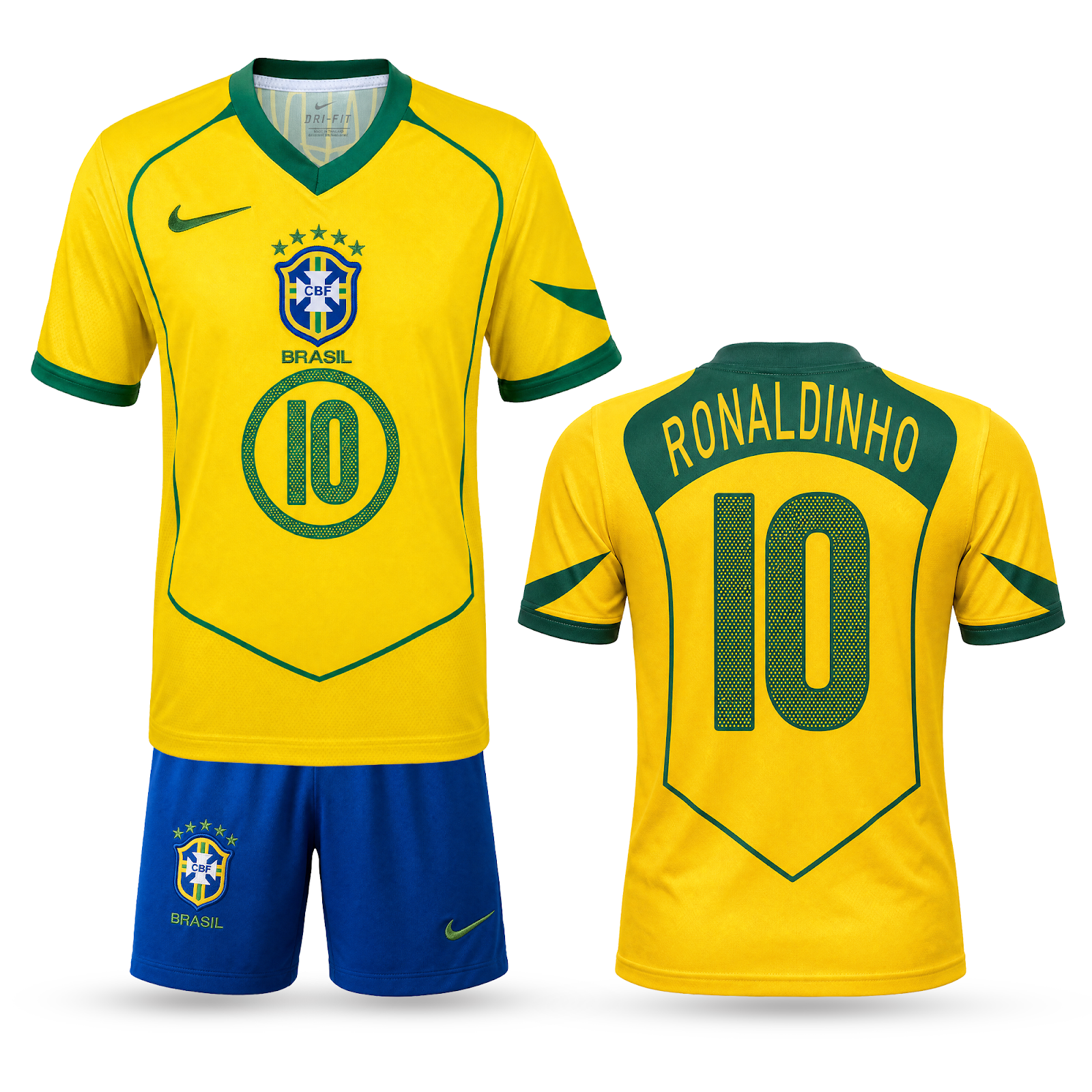 Brazylia Dziecięcy Komplet Piłkarski, Ronaldinho. 2004