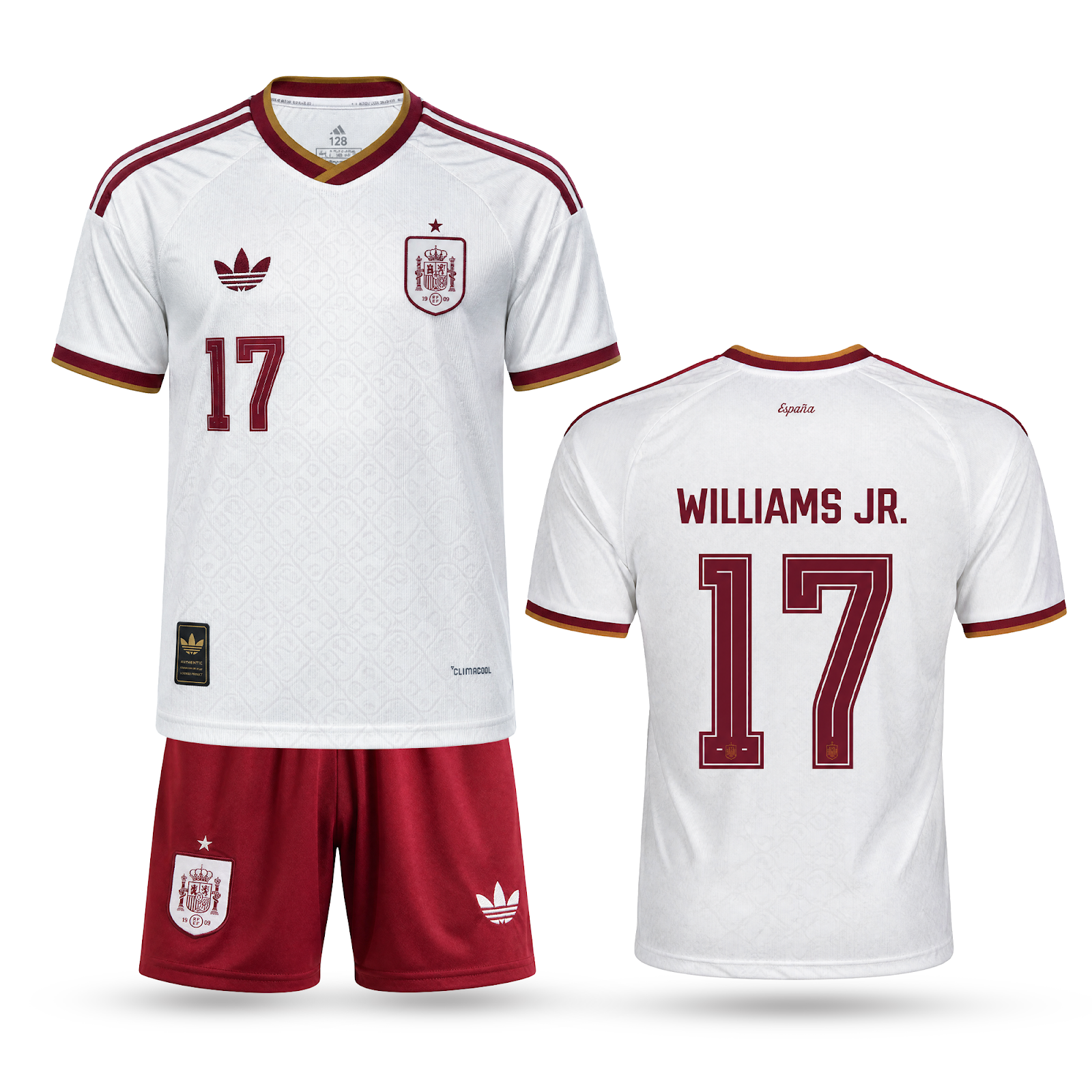 Hiszpania Dziecięcy Wyjazdowy Komplet Piłkarski, Williams. World Cup 2026