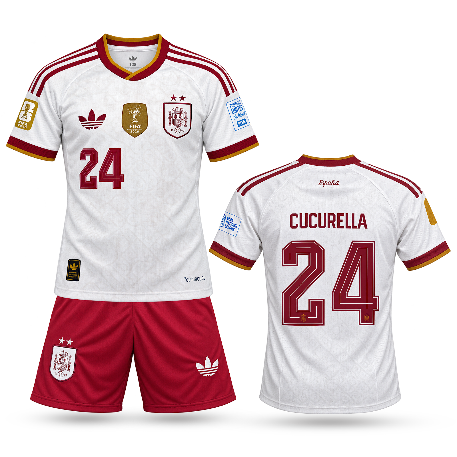 Hiszpania Dziecięcy Wyjazdowy Komplet Piłkarski, Cucurella. World Cup 2026