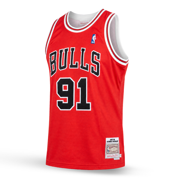 Chicago Bulls Men Retro Basketball Jersey, Rodman. Hardwood Classics, Red