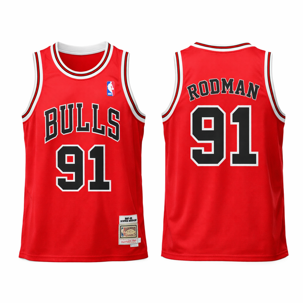 Chicago Bulls Men Retro Basketball Jersey, Rodman. Hardwood Classics, Red