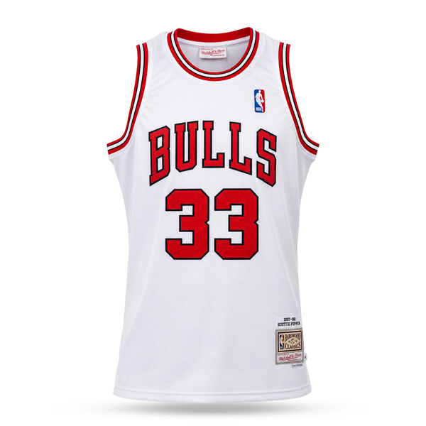 Chicago Bulls Męska Retro Koszulka Koszykarska, Pippen. Retro Hardwood Classics, Biała