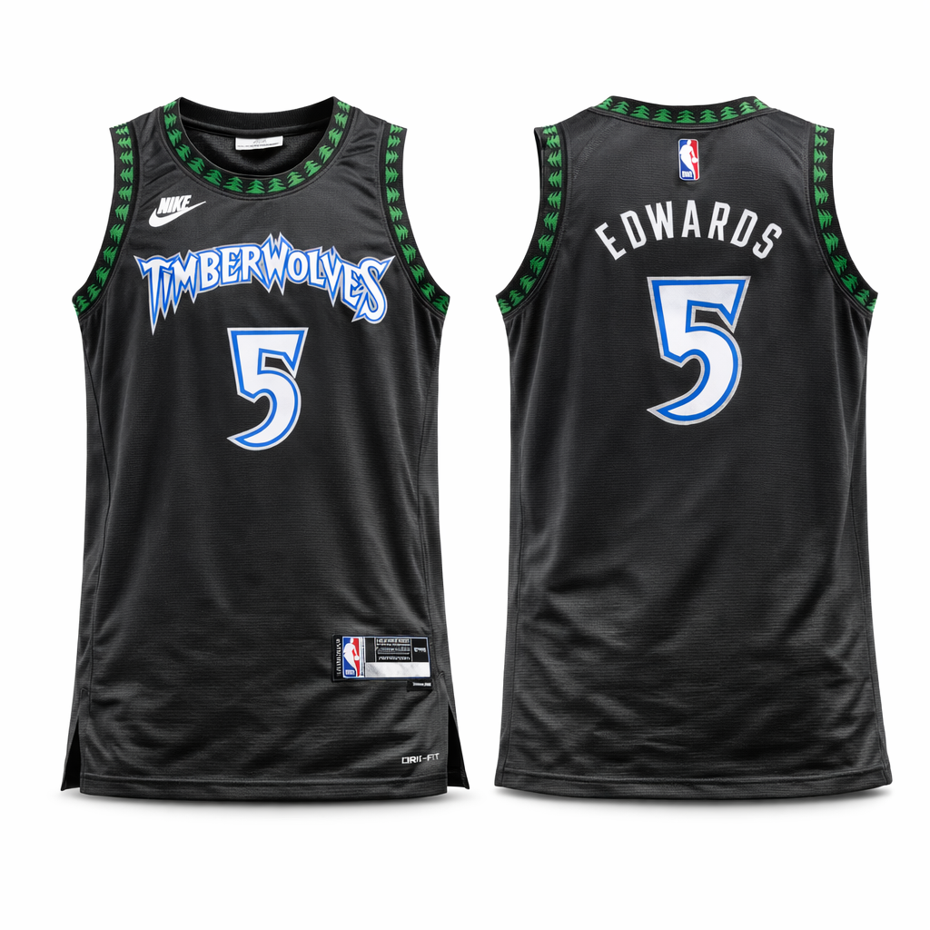 Minnesota Timberwolves Męska Retro Koszulka Koszykarska, Edwards. Retro Hardwood Classics, Ciemnoniebieska