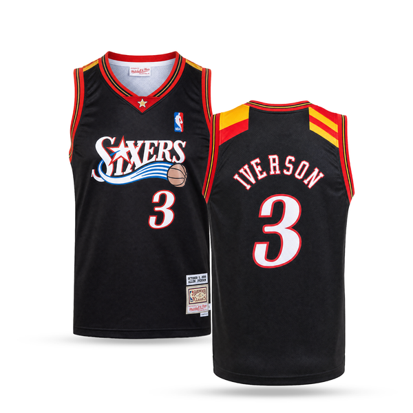 Philadelphia 76ers Męska Retro Koszulka Koszykarska, Iverson. Hardwood Classics, Czarna