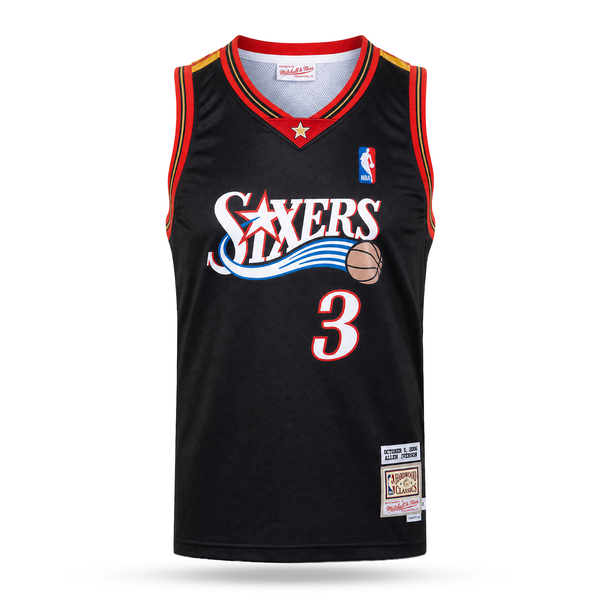 Philadelphia 76ers Męska Retro Koszulka Koszykarska, Iverson. Hardwood Classics, Czarna