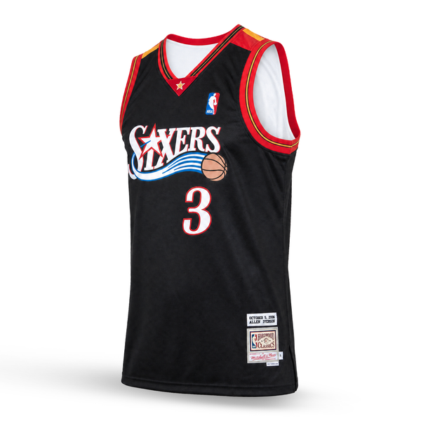 Philadelphia 76ers Męska Retro Koszulka Koszykarska, Iverson. Hardwood Classics, Czarna