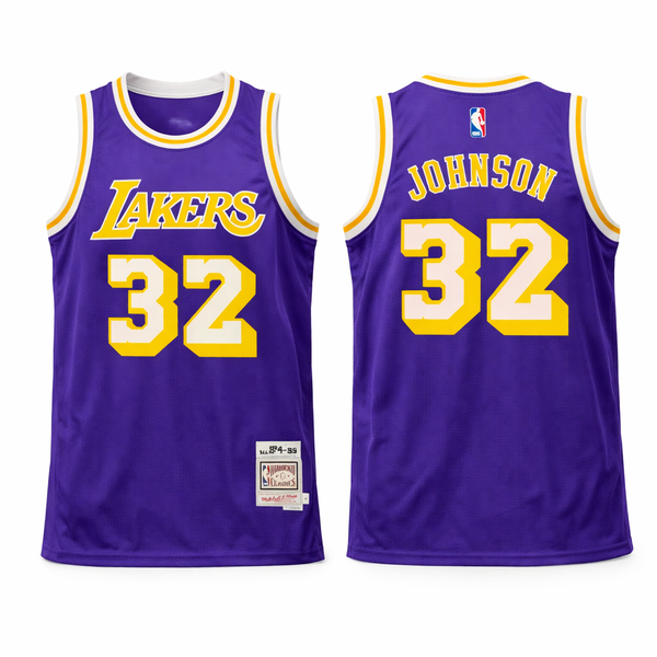 LA Lakers Męska Retro Koszulka Koszykarska, Johnson. Retro Hardwood Classics, Fioletowa
