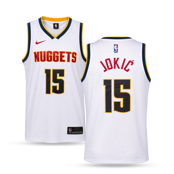 Denver Nuggets Męska Koszulka Koszykarska, Jokić. Biała