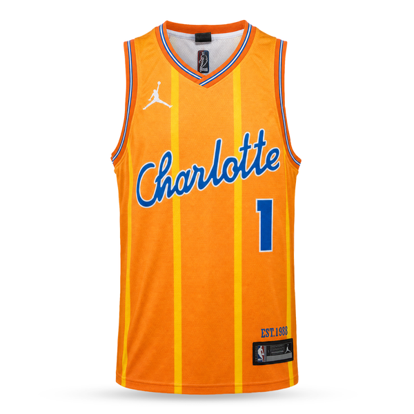 Charlotte Hornets Męska Koszulka Koszykarska, Ball. Pomarańczowa