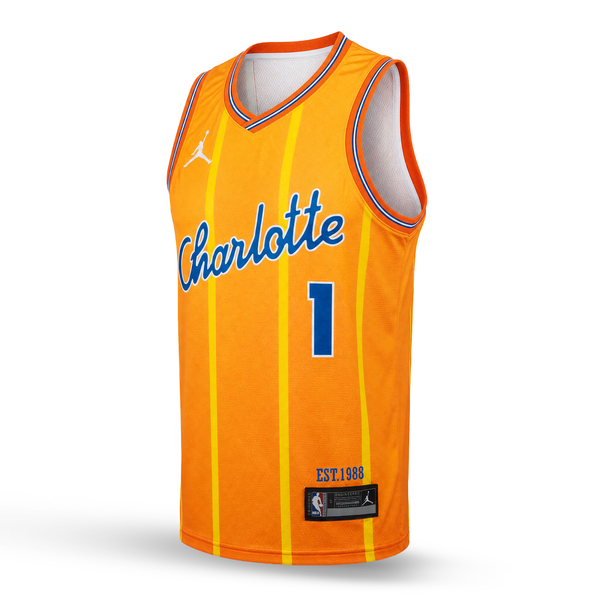 Charlotte Hornets Męska Koszulka Koszykarska, Ball. Pomarańczowa