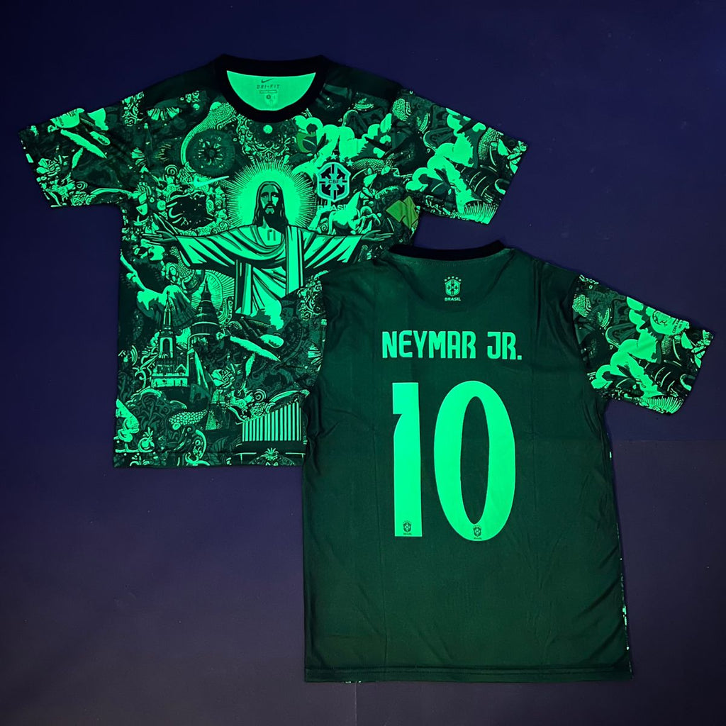 Koszulka fluorescencyjna męska Brazil, Neymar. Neonowa zielona edycja 2025
