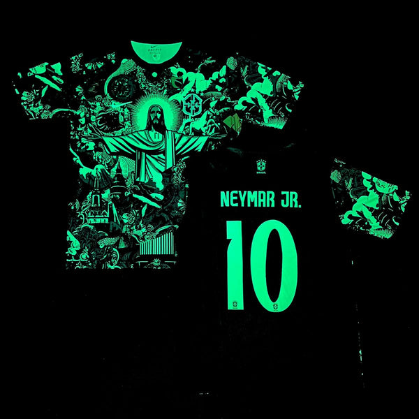 Koszulka fluorescencyjna męska Brazil, Neymar. Neonowa zielona edycja 2025