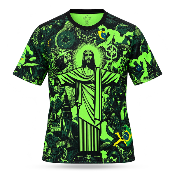 Koszulka fluorescencyjna męska Brazil, Neymar. Neonowa zielona edycja 2025