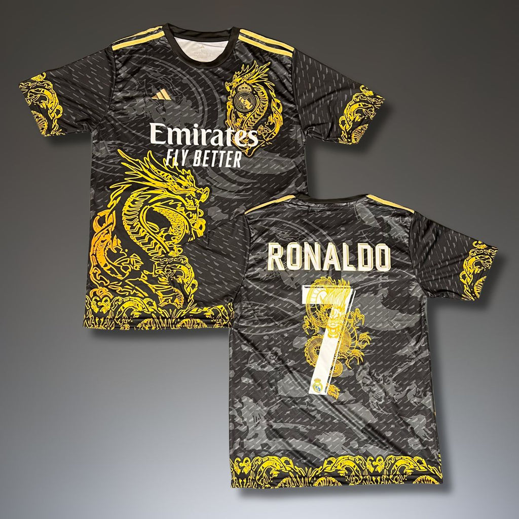 Koszulka męska Real Madrid, Ronaldo. Czarny smok edycja 2025