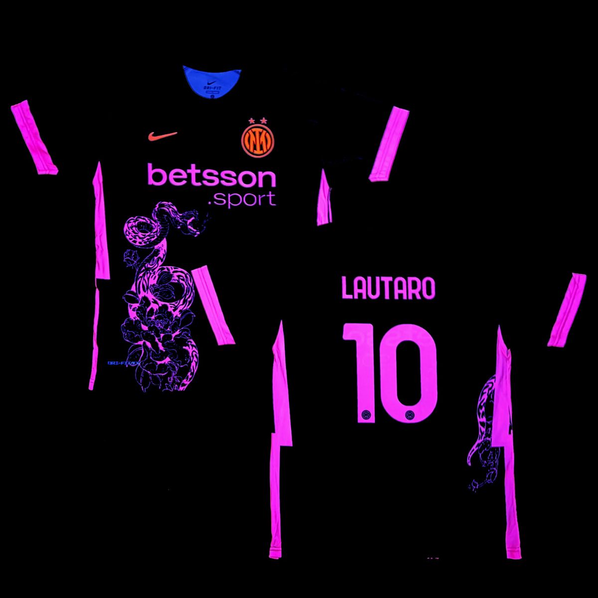 Koszulka fluorescencyjna męska Inter, Lautaro. Edycja neonowo-różowego węża