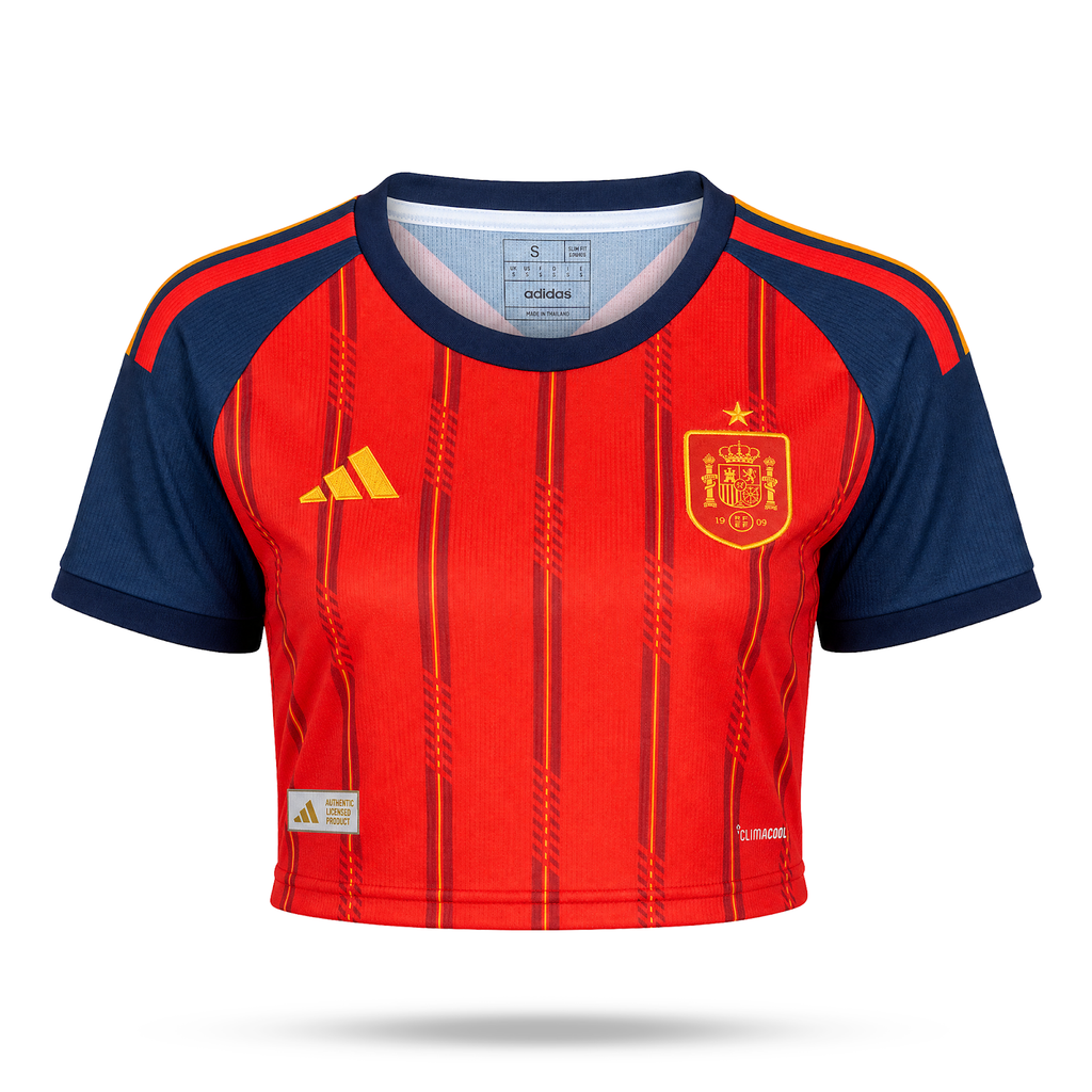 Hiszpania Damski Krótki Top Piłkarski. World Cup 2026