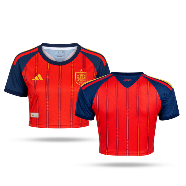 Hiszpania Damski Krótki Top Piłkarski. World Cup 2026